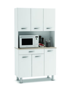 MOBILE BUFFET CON 6 ANTE E 1 CASSETTO COLORE BIANCO E ACACIA, 101x42,3x185,3 CM